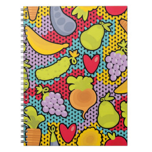 Pattern with fruits and vegetables notebook