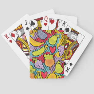 Pattern with fruits and vegetables playing cards