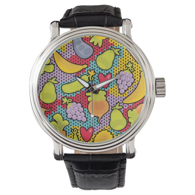 Pattern with fruits and vegetables watch (Front)
