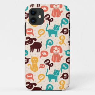 Pattern With Funny Cats And Dogs iPhone 11 Case