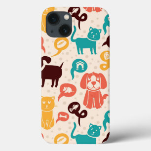 Pattern With Funny Cats And Dogs iPhone 13 Case