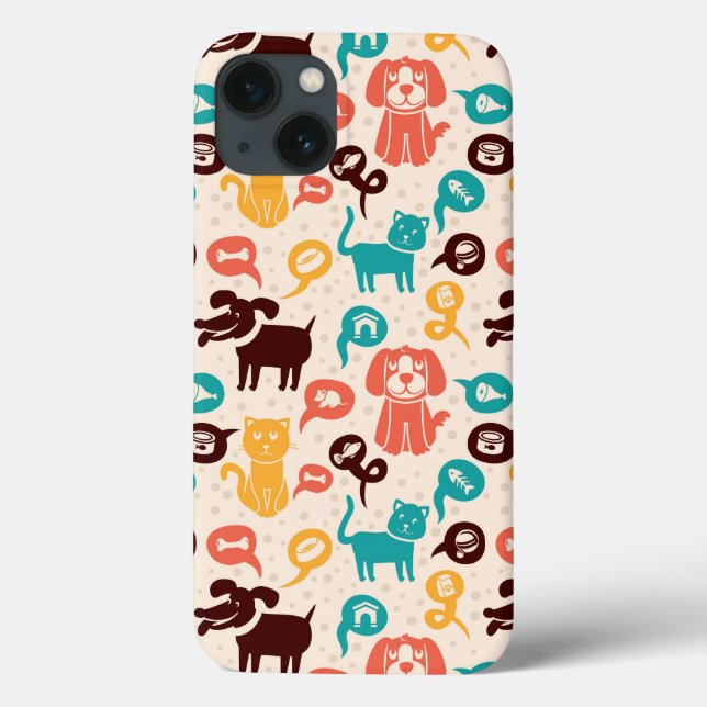 Pattern With Funny Cats And Dogs Case-Mate iPhone Case (Back)