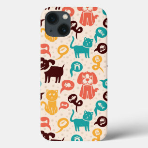 Pattern With Funny Cats And Dogs iPhone 13 Case