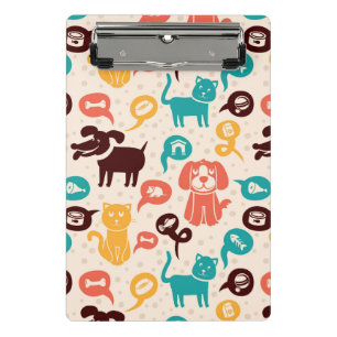 Pattern With Funny Cats And Dogs Mini Clipboard