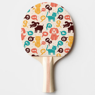 Pattern With Funny Cats And Dogs Ping Pong Paddle