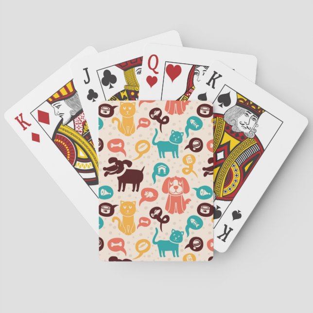 Pattern With Funny Cats And Dogs Playing Cards (Back)