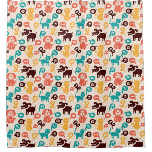Pattern With Funny Cats And Dogs Shower Curtain