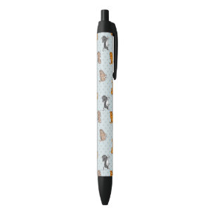pattern with funny cats black ink pen
