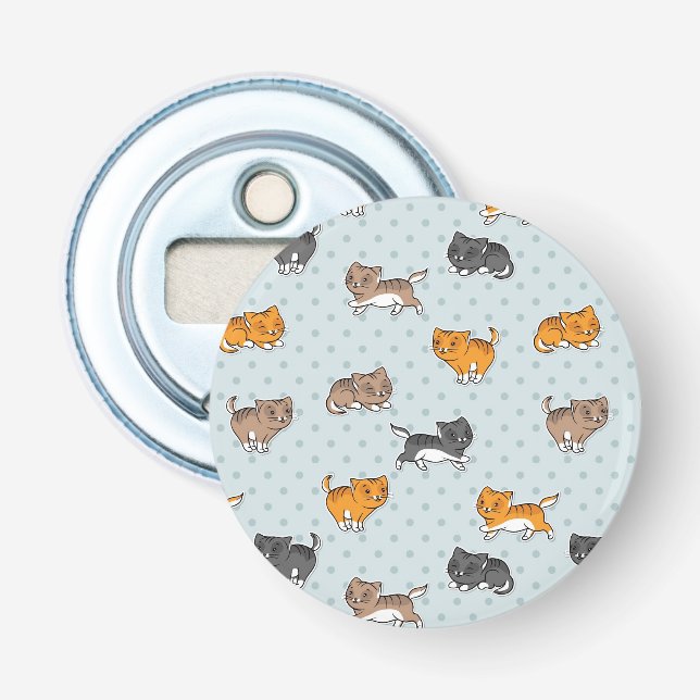 pattern with funny cats bottle opener (Front)