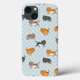 pattern with funny cats iPhone 13 case