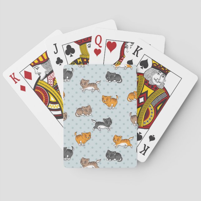 pattern with funny cats playing cards (Back)