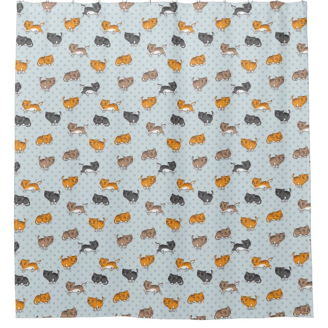 pattern with funny cats shower curtain (Front)