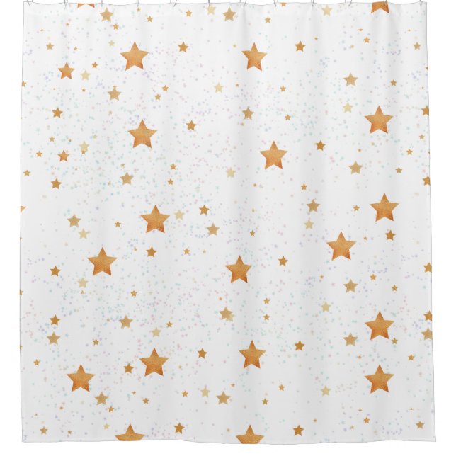 pattern with golden stars    shower curtain (Front)