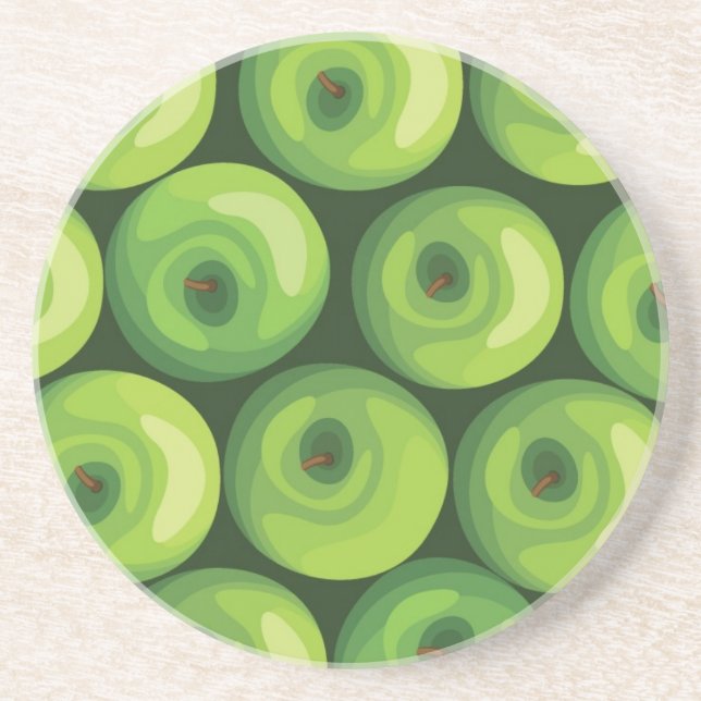 Pattern with Green Apples Coaster (Front)