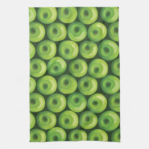 Pattern with Green Apples Tea Towel