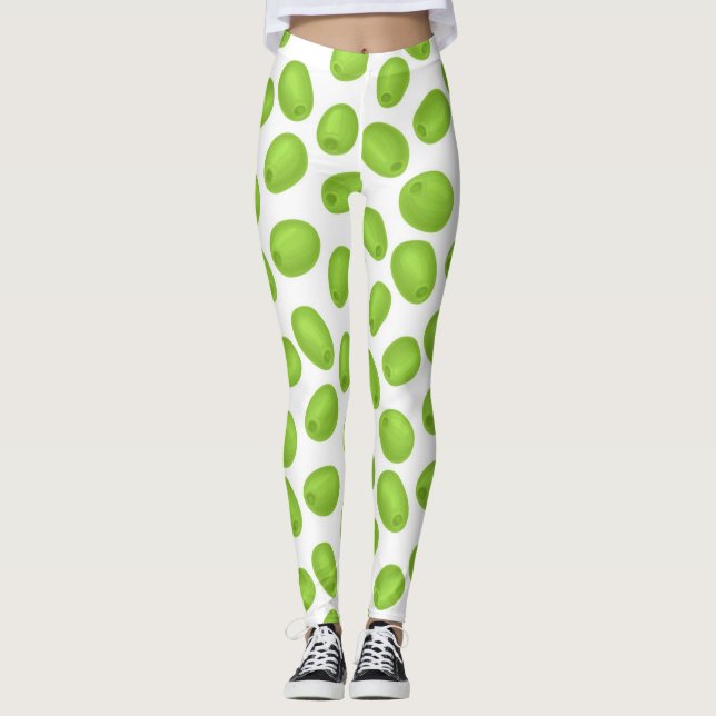 Pattern with  green olives leggings (Front)