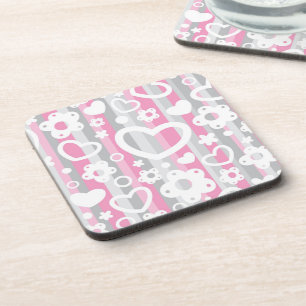 Pattern with Hearts and Flowers Coaster
