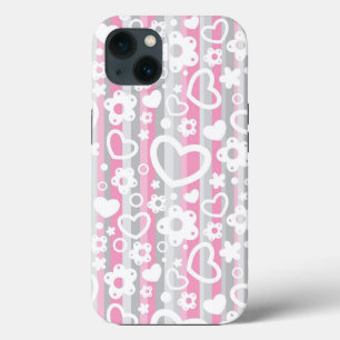 Pattern with Hearts and Flowers iPhone Case