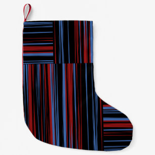 Pattern with horizontal and vertical coloured band small christmas stocking