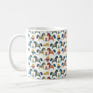 Pattern with horses inspired by scandinavian art.  coffee mug