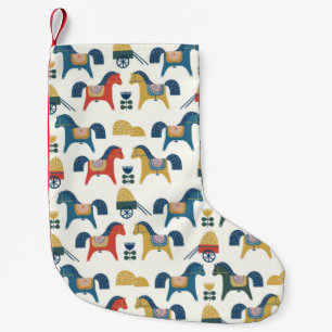 Pattern with horses inspired by scandinavian art.  small christmas stocking