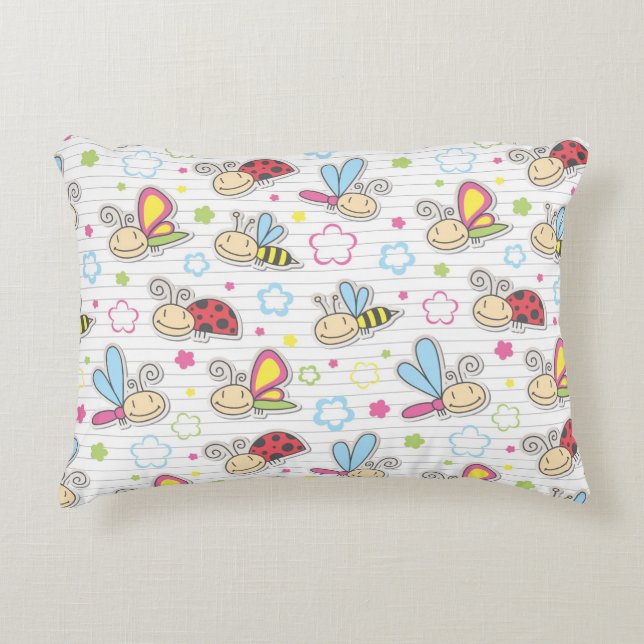 pattern with insects decorative cushion (Front)
