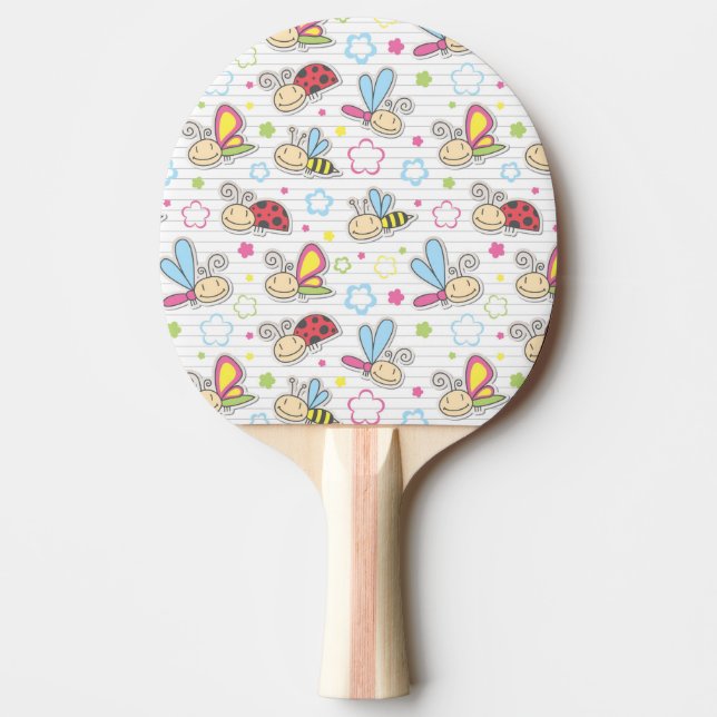 pattern with insects ping pong paddle (Front)