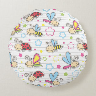 pattern with insects round cushion