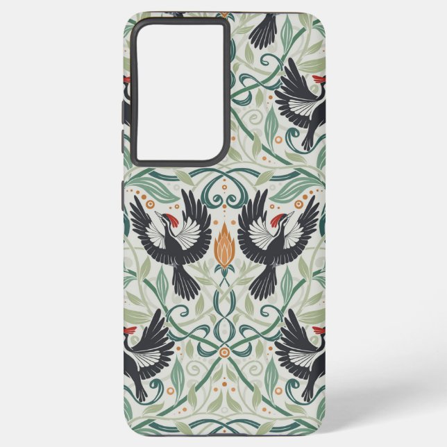 Pattern with Ivory-billed woodpeckers Samsung Galaxy S21+ Case (Back)