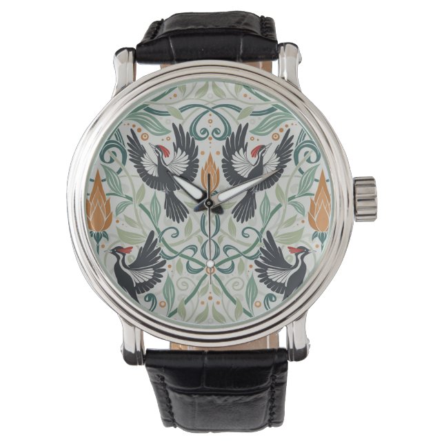 Pattern with Ivory-billed woodpeckers Watch (Front)