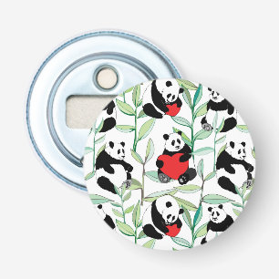 pattern with lovely pandas with hearts bottle opener