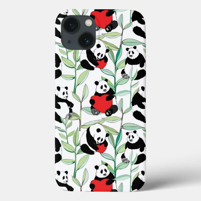 pattern with lovely pandas with hearts Case-Mate iPhone case (Back)