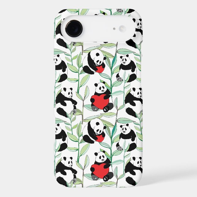 pattern with lovely pandas with hearts Case-Mate iPhone case (Back)