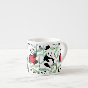 pattern with lovely pandas with hearts espresso cup