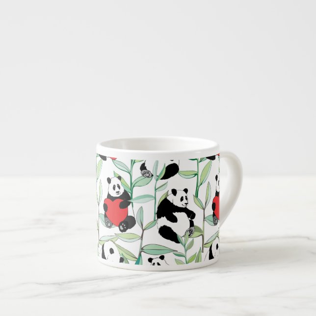 pattern with lovely pandas with hearts espresso cup (Front Right)