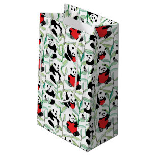 pattern with lovely pandas with hearts small gift bag