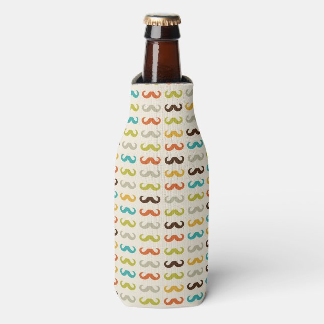 Pattern with moustache bottle cooler (Bottle Front)