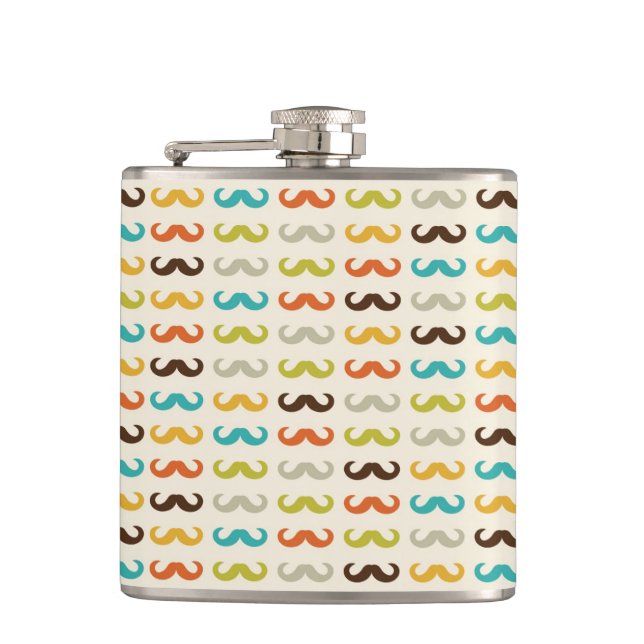 Pattern with moustache hip flask (Front)