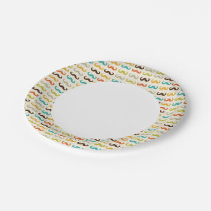 Pattern with moustache paper plate