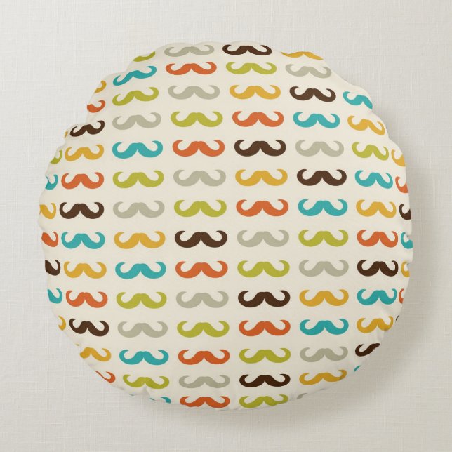 Pattern with moustache round cushion (Front)