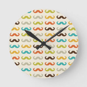 Pattern with mustache round clock