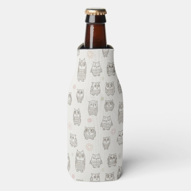 Pattern with owls bottle cooler (Bottle Front)