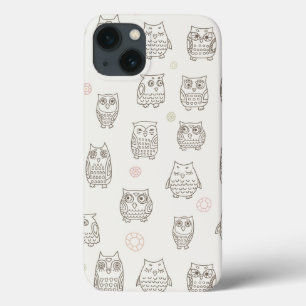 Pattern with owls iPhone 13 case