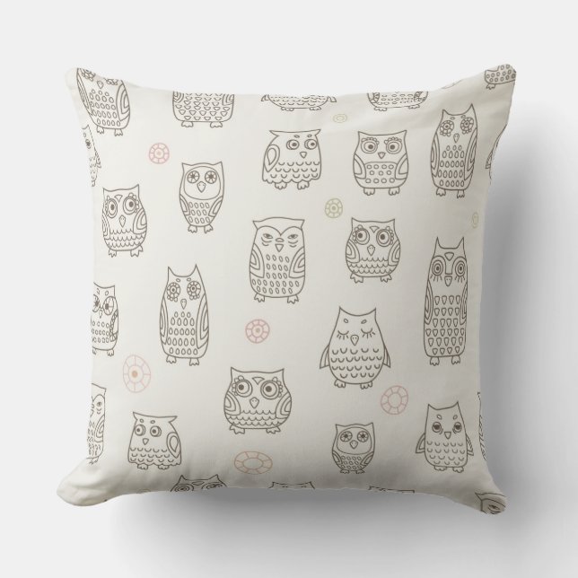 Pattern with owls cushion (Front)