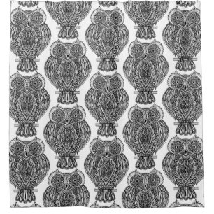 Pattern With Owls Doodle Shower Curtain
