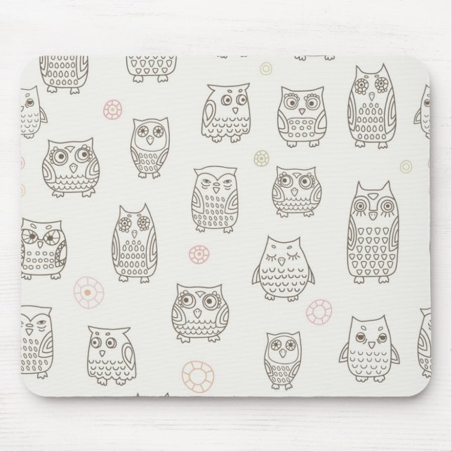 Pattern with owls mouse pad (Front)