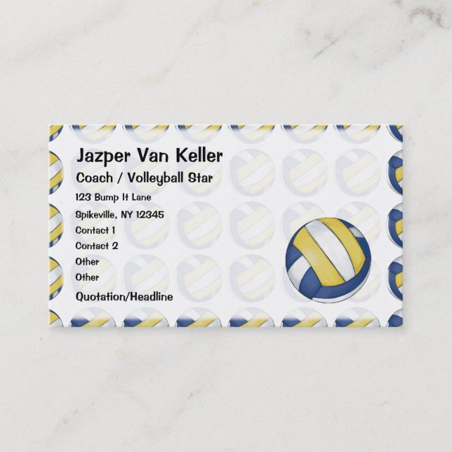 Pattern with Painted Volleyball Business Card (Front)