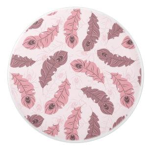pattern with peacock feathers ceramic knob