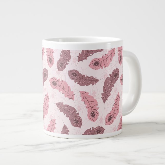 pattern with peacock feathers large coffee mug (Front Right)