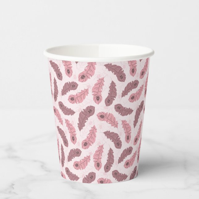 pattern with peacock feathers paper cups (Left)